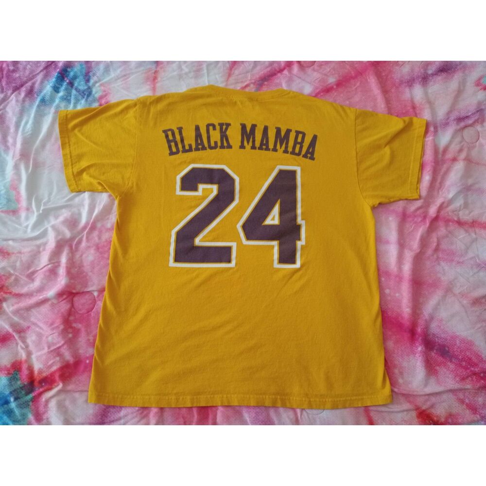 Los Angeles Lakers 24 Black Mamba Kobe Bryant Yellow T-shirt Men's Large NBA LA
